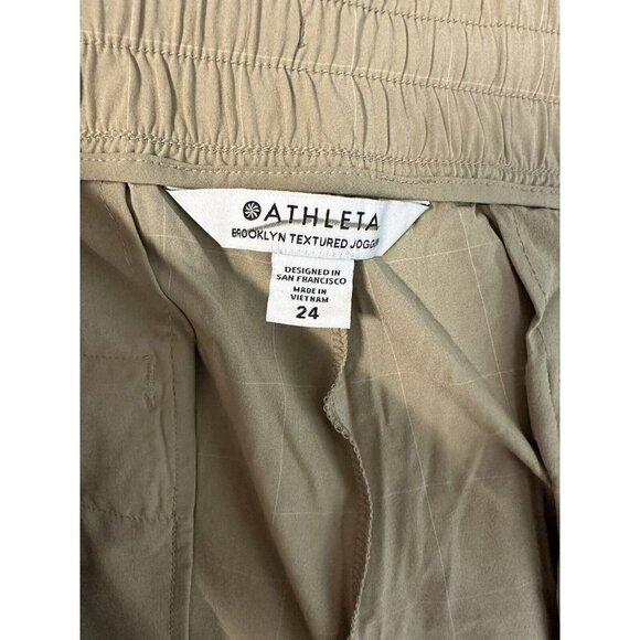 Athleta Womens Brooklyn Textured Jogger Pants Khaki Windowpane Size 24 NWT $98 - Picture 3 of 6
